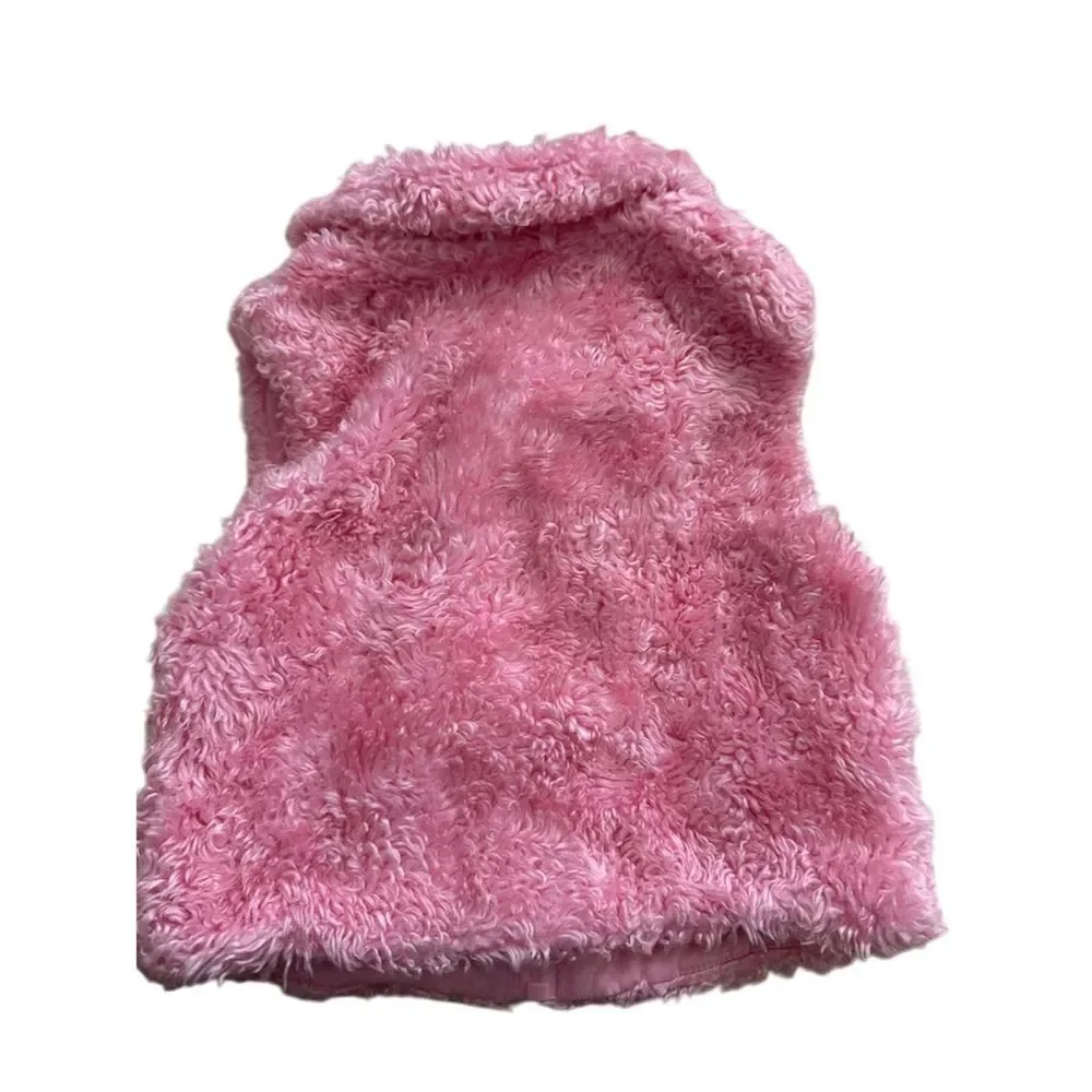 Disney  Pink Faux Fur Vest Winnie the Pooh Embroidery Size 18 months